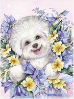 Алмазная мозаика Феникс+ Болонка в цветах 62388 - фото, картинка Алмазная мозаика Феникс+ Болонка в цветах 62388 - фото