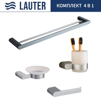 Набор аксессуаров для ванной Lauter 21SH1061 + 21SH1051 + 21SH1101 + 21SH7021 (Chrome, 4 предмета) - фото