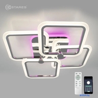 Припотолочная люстра Estares Like RGB 120W 5Q-APP-560x560x100-CHROME/WHITE-220-IP20 - фото2, картинка2 Припотолочная люстра Estares Like RGB 120W 5Q-APP-560x560x100-CHROME/WHITE-220-IP20 - фото2