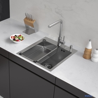 Кухонная мойка ARFEKA Eco AR мойка 450*500, коландер G, дозатор Satin Decor - фото