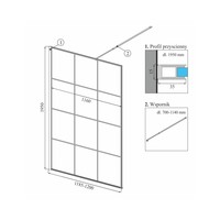 Душевая стенка Calani Soleo Walk In 120x195 CAL-K6013 (черный/прозрачное стекло) - фото2