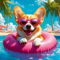 Алмазная мозаика Феникс+ Корги в отпуске 70830 - фото