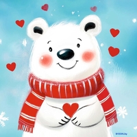 Алмазная мозаика Феникс+ Мишка в шарфике 70833 - фото, картинка Алмазная мозаика Феникс+ Мишка в шарфике 70833 - фото