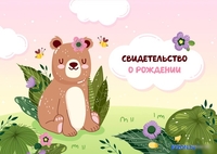 Папка адресная OfficeSpace Свидетельство о рождении. Медвежонок. Для девочек 344967 - фото