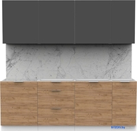 Готовая кухня Интермебель Микс Топ-7 2.2м без столешницы (графит серый/дуб крафт золотой) - фото