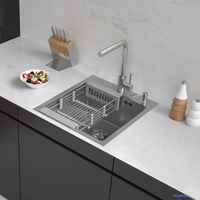 Кухонная мойка ARFEKA Eco AR мойка 450*500, коландер, дозатор SATIN DECOR MILLET GRAINS - фото