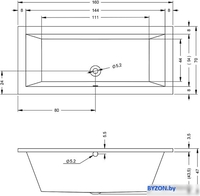 Ванна Riho Lusso 160x70 BA57005 (с ножками и экраном) - фото2