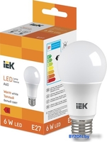 Светодиодная лампочка IEK LED Bulb A60 510lm 3000K E27 - фото