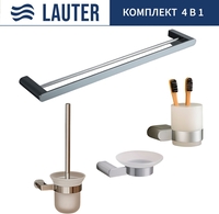 Набор аксессуаров для ванной Lauter 21SH1061 + 21SH1051 + 21SH7021 + 21SH1111 (Chrome, 4 предмета) - фото