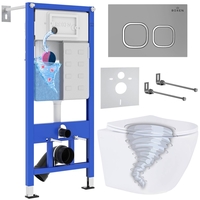 Унитаз подвесной Roxen Antares Tornado в комплекте с инсталляцией StounFix Dual Fresh 6 в 1 968387 (кнопка: хром матовый) - фото