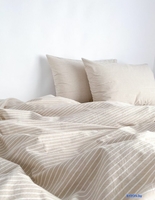 Постельное белье Царство сновидений Вареный хлопок Бежевая полоса 150-0132 (евро, нав. 70x70) - фото