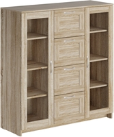 Тумба Mio Tesoro Сириус 2 двери со стеклом и 4 ящика 117x123 2.02.03.400.3 (дуб сонома) - фото, картинка Тумба Mio Tesoro Сириус 2 двери со стеклом и 4 ящика 117x123 2.02.03.400.3 (дуб сонома) - фото