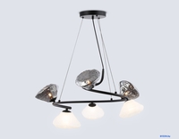 Подвесная люстра Ambrella LH15003/6 BK/FR/SM (черный/белый матовый/дымчатый) - фото2, картинка2 Подвесная люстра Ambrella LH15003/6 BK/FR/SM (черный/белый матовый/дымчатый) - фото2