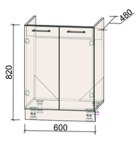 Шкаф напольный Интерлиния Компо НШ60м-2дв (дуб серый) - фото2