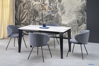 Кухонный стол Halmar Felix 141-201/81/76 (белый мрамор/черный) - фото2