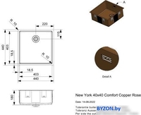 Кухонная мойка Reginox New York 40x40 (L) OKG Comfort Copper Rose R35122 - фото2
