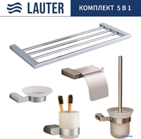 Набор аксессуаров для ванной Lauter 21SH1061 + 21SH1051 + 21SH110А1 + 21SH1151 + 21SH1111 (Chrome, 5 предметов) - фото