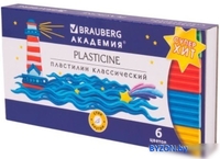 Пластилин BRAUBERG Академия Хит 106440 (6 цв) - фото
