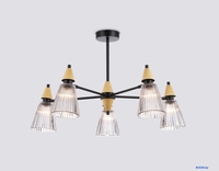 Подвесная люстра Ambrella LH58114/5 BK/LW/SM (черный/светлое дерево/дымчатый) - фото2, картинка2 Подвесная люстра Ambrella LH58114/5 BK/LW/SM (черный/светлое дерево/дымчатый) - фото2