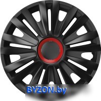 Набор колпаков на диски Versaco Royal R15 RR 15" 15ROYALRRB (4 шт, черный/красный) - фото