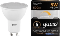 Светодиодная лампа Gauss LED MR16 GU10 5 Вт 2700 К 101506105-D - фото