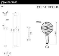 Душевой гарнитур Whitecross SET51TOPGLB (брашированное золото) - фото2