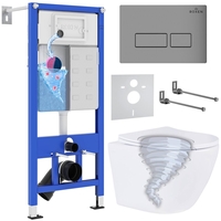 Унитаз подвесной Roxen Antares Tornado в комплекте с инсталляцией StounFix Dual Fresh 6 в 1 968322 (кнопка: хром матовый) - фото