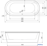 Ванна Cezares Metauro Central-180-80-40-W-MATT - фото2