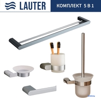 Набор аксессуаров для ванной Lauter 21SH1061 + 21SH1051 + 21SH1101 + 21SH7021 + 21SH1111 (Chrome, 5 предметов) - фото