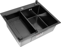 Кухонная мойка ARFEKA Eco AR мойка 600*500, коландер G, дозатор Black Decor - фото2