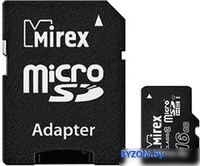 Карта памяти Mirex microSDHC UHS-I (Class 10) 16GB + адаптер [13613-ADSUHS16] - фото