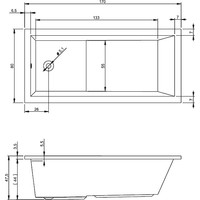 Ванна Riho Lusso Plus 170x80 BA12005 (с ножками и экраном) - фото2