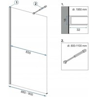 Душевая стенка Rea Aero 90 (черный/прозрачное стекло) - фото2