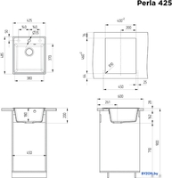 Кухонная мойка MAUNFELD Perla 425 MFQS-425DGR (темно-серый) - фото2