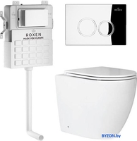 Унитаз приставной Roxen Antares в комплекте с инсталляцией Attach 5 в 1 966891 (кнопка: хром глянцевый) - фото
