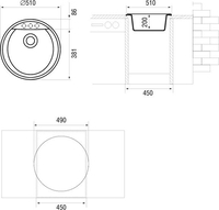 Кухонная мойка Longran Amanda AMG510 (marone/93) - фото2