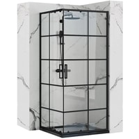 Душевой уголок Rea Concept 80x80 (черный/прозрачное стекло) - фото