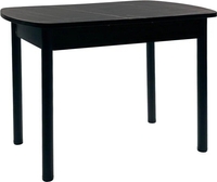 Кухонный стол ВВР Прямоугольный раздвижной (пластиковый черный тунис/прямое черный, 110-150/70) - фото