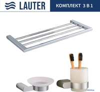 Набор аксессуаров для ванной Lauter 21SH1061 + 21SH1051 + 21SH1151 (Chrome, 3 предмета) - фото