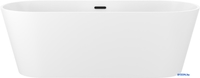 Ванна Wellsee Shell 180x80 28170403R (отдельностоящая ванна белый глянец, экран, ножки, сифон-автомат матовый черный) - фото
