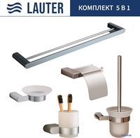 Набор аксессуаров для ванной Lauter 21SH1061 + 21SH1051 + 21SH110А1 + 21SH7021 + 21SH1111 (Chrome, 5 предметов) - фото