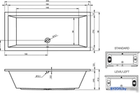 Ванна Riho Lusso 200x90 (с ножками) - фото2