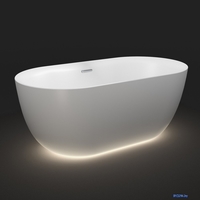 Ванна Wellsee Chic Riviera 149x78 23680401R (отдельностоящая ванна с подсветкой белый глянец, экран, ножки, сифон-автомат хром) - фото2