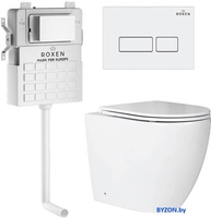 Унитаз приставной Roxen Antares в комплекте с инсталляцией Attach 5 в 1 967013 (кнопка: белый глянцевый) - фото