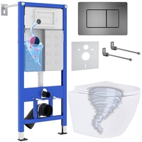 Унитаз подвесной Roxen Antares Tornado в комплекте с инсталляцией StounFix Dual Fresh 6 в 1 968391 (кнопка: оружейная сталь) - фото