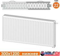 Стальной панельный радиатор Valfex Steel Universal VC 22 300х1200 VF.VC.22.300.1200 (с нижним подключением) - фото2