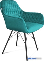 Стул с подлокотниками Sheffilton SHT-ST38/S37 (альпийский бирюзовый/черный муар) - фото