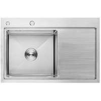 Кухонная мойка AKS Прямоугольная 78x51 левая (сатин никель) - фото2