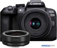 Беззеркальный фотоаппарат Canon EOS R10 RF-S 18-45mm F4.5-6.3 IS STM + адаптер крепления EF-EOS R - фото