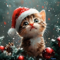 Алмазная мозаика Феникс+ Новогодний котенок 70805 - фото